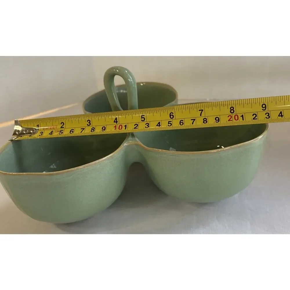 Karen Neuburger 3 Part Condiment Server With Middle Handle Willow Collection - Picture 8 of 10